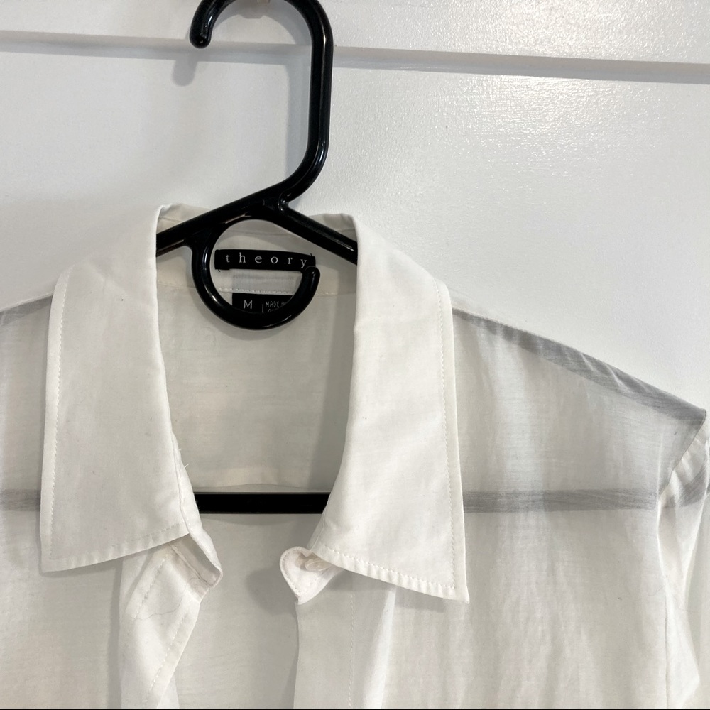 Theory Size Medium White Button Down. Like New! - image 3